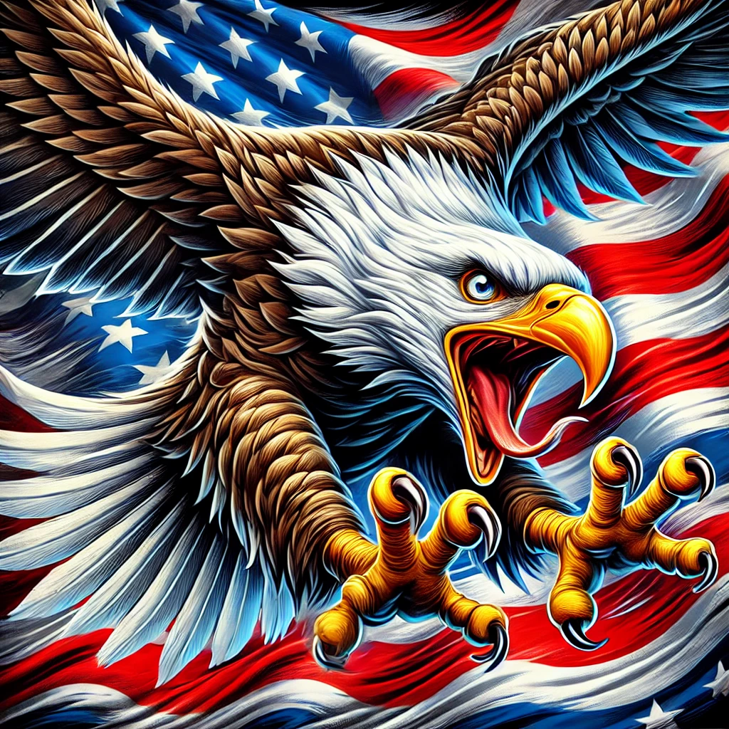 Screaming Eagle with American Flag